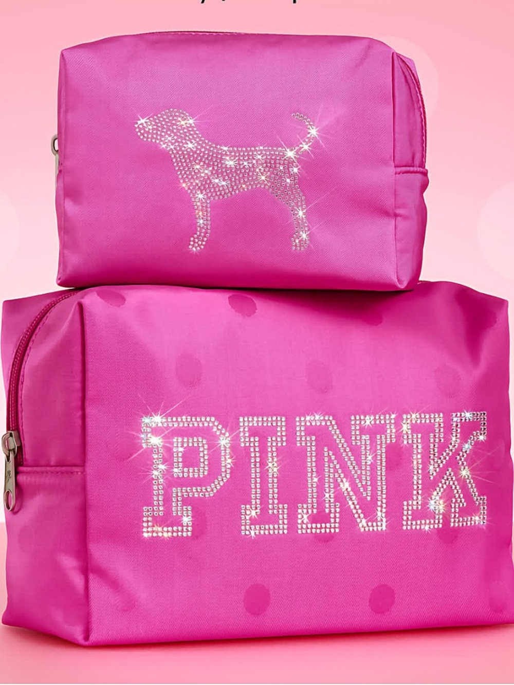 VS PINK TOP ZIP MAKEUP BAG DUO NWT
